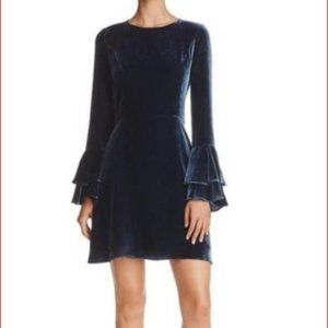 Parker Blue Velvet Ruffled Dress 6 Cocktail